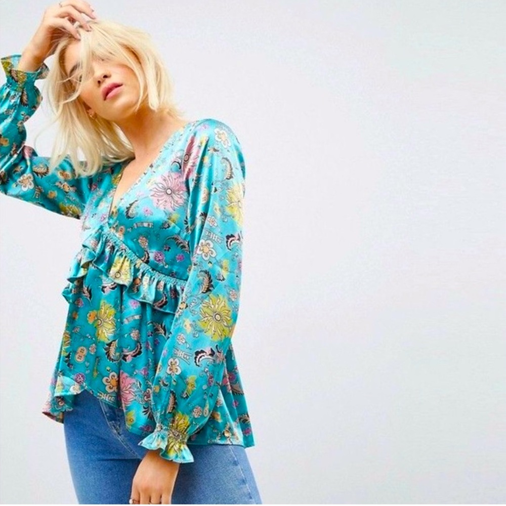 ASOS ruffled floral blouse .